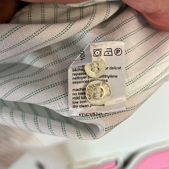Green Stripe Off White Creme Mens Lacoste Alligator pocket LS men’s shirt 44 XL - Picture 9 of 9